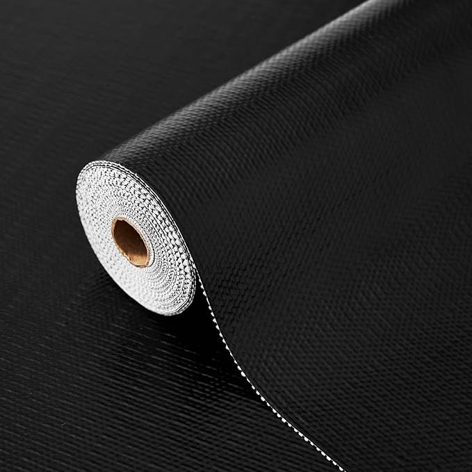 Drawer and Shelf Liner, Non-Slip Kitchen Cabinet Liners Non-Adhesive Thick Strong Grip Waterproof Washable Mats Protect Dresser Shelves Cupboard Bathroom Cabinets, Black, 18 in X 30 FT