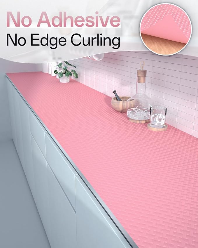 Shelf and Drawer Liner for Kitchen Cabinet, Non-Adhesive 18in x 240in Waterproof Contact Paper Refrigerator Liners Thickened Durable EVA Material Non Slip Mat for Dresser Cupboard Pantry Protector
