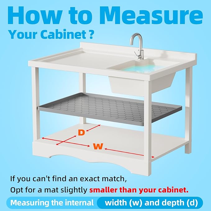 Winisok Silicone Under Sink Mat 25" x 22", kitchen Essentials and Gadgets, Shelf liner and Cabinet Protector, Home Organizers and Storage, Waterproof Bathroom Tray