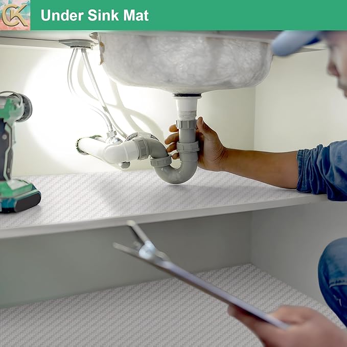 Self-Adhesive Shelf Liner Kitchen Liner, Waterproof Backed Paper Easy Peel and Stick Contact Liner Without Residue for Decor Your Desk Surface, Kitchen Countertops (White, 11.8 x 236.2 inches)