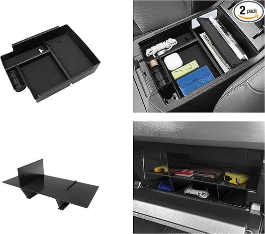 Hellet 2PCS Center Console Hidden Box Organizer Compatible with Toyota 2010-2020 2021 2022 2023 2024 4Runner Interior Accessories Glove Box Organizer