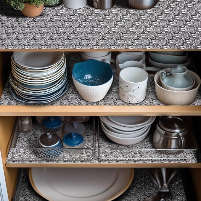 Shelf Liners Non Adhesive 17.7'' X 96'' Drawer Liner for Kitchen Cabinets, Waterproof Shelf Liners Durable Anti-Slip for Kitchen Cabinets Cupboard Liner