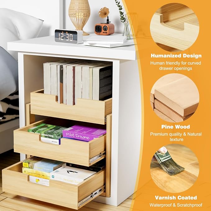 Pull Out Cabinet Organizer, 20''W×21''D Sliding Drawers for Cabinets, 3 Tier Soft Close Slide Out Wooden Pull out Drawers, Base Cabinet Organization for Kitchen, Pantry, Bathroom