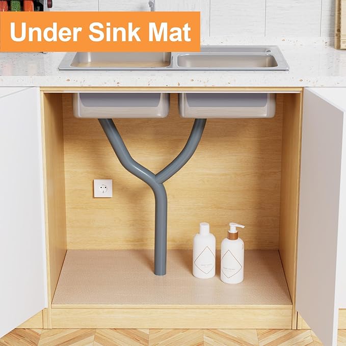 FLPMIX Large Cabinets Shelf Liner: 22" x 300" Clear Waterproof Under Sink Mat - Translucent Easy to Cut Non-Adhesive Cupboard Drawer Liner