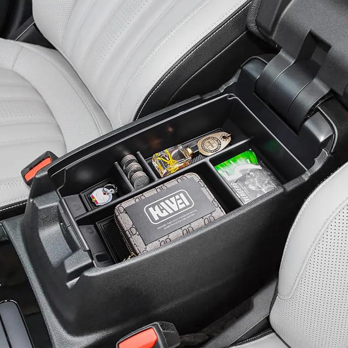 HGWEI Center Console Organizer Tray Compatible with Ford Escape 2020-2026/Bronco Sport 2021-2025 Accessories, Insert Container ABS Secondary Armrest Storage Box (Not for U725 2-Door), Black