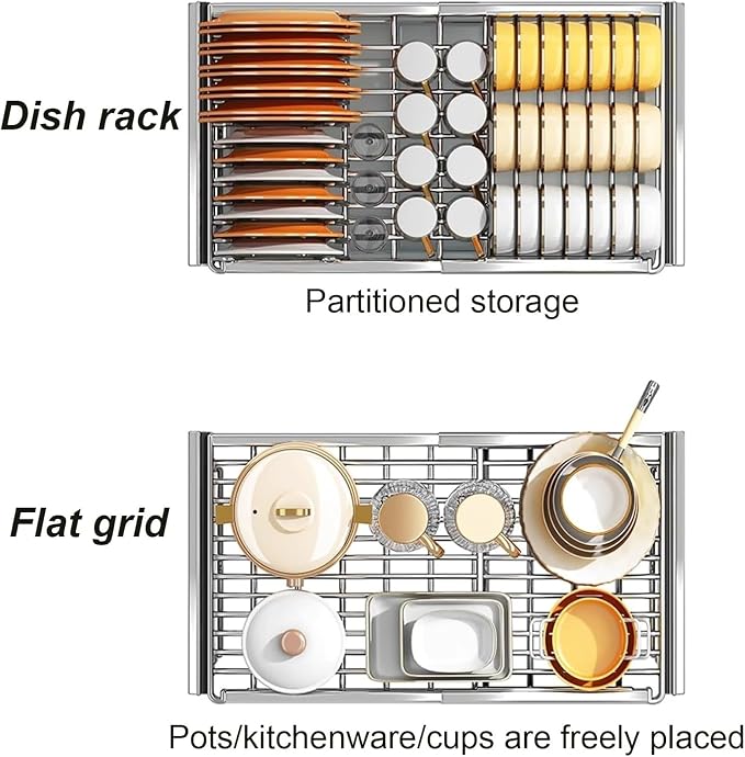 Pull out Cabinet Organizer,Under Sink Organizer, Pull out drawers for cupboards,Kitchen Storage,No Need Drill and Nailing,for Kitchen, Living Room, Home.(Silver,45.5 * 42 * 9cm)