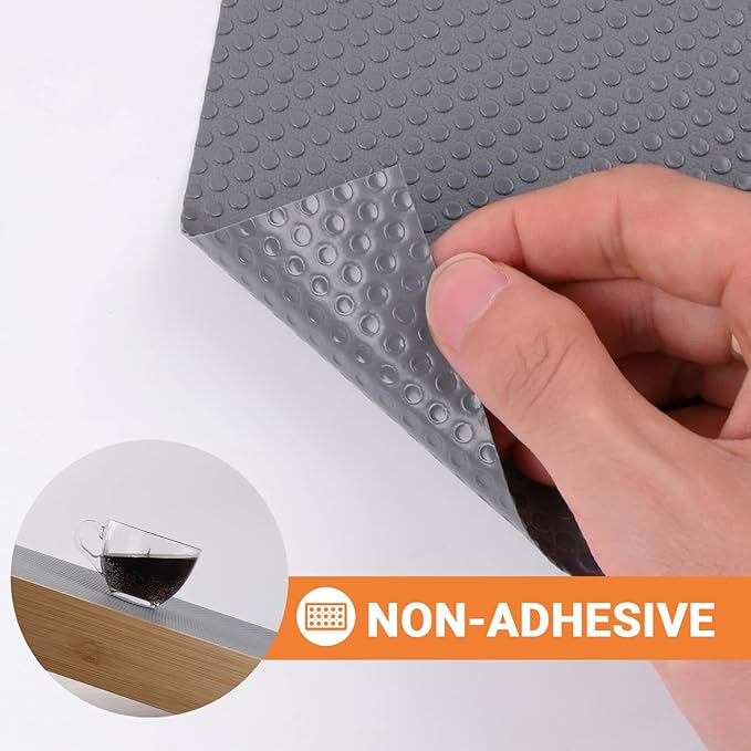 FLPMIX 11" Cabinet Drawer Liner Dark-Grey: Waterproof Kitchen Drawer Mat 11 x 240 Inch - Easy to Cut Small Shelf Liners for Cupboard Closet Pantry Shelving