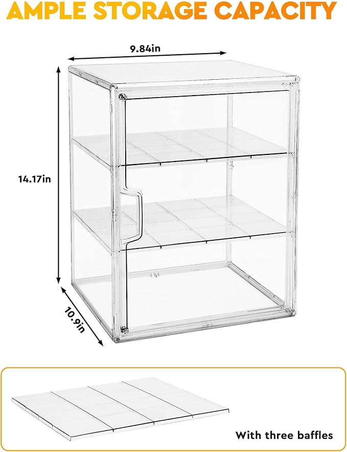MEI NIAN Pastry Display Case, Bread Box for Kitchen Countertop, 4-Layer Adjustable Bread Box, Large Capacity Bread Storage Container for Home-Baked Breads, Muffins, Bagel, Bread Holder - 3 Pack