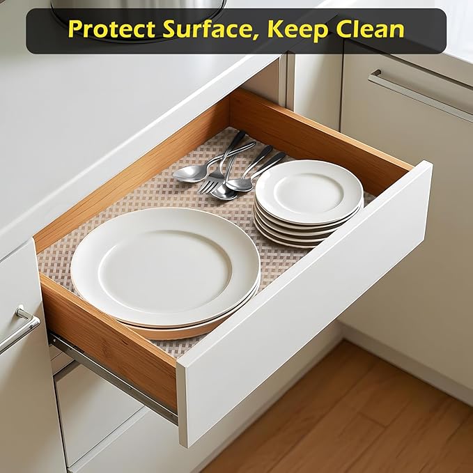Refrigerator Liner, Waterproof Shelf and Drawer Liners for Kitchen Cabinet, Bathroom Under Sink Mat Non Adhesive Fridge Liner EVA Place Mats Roll - Clear 17.7"×197"