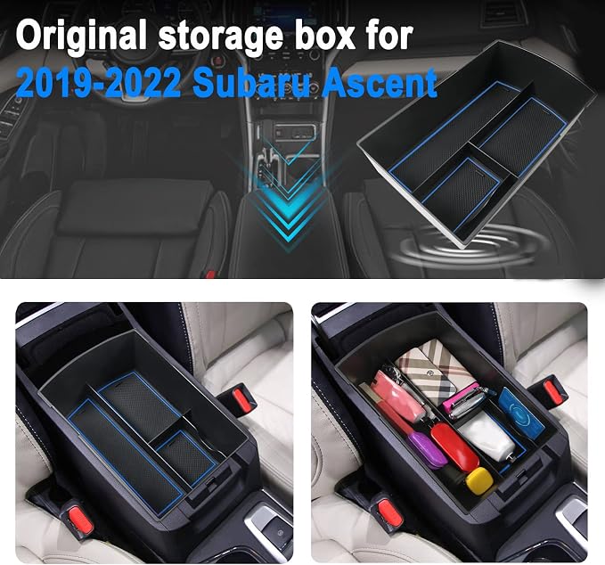 SHAOHAO for 2025 2026 Subaru Ascent Center Console Organizer for 2019-2026 Subaru Ascent Accessories Base/Premium/Onyx Edition/Limited/Onyx Edition Limited/Touring Double Space Armrest Insert Tray