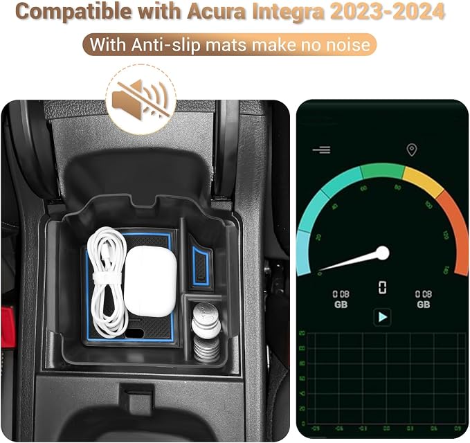 YEE PIN Integra Tray Blue for 2023 2024 2025 Acura Integra Center Console Organizer Console Storage Insert Tray Integra Arm Rest Organizer for Acura Integra Accessories