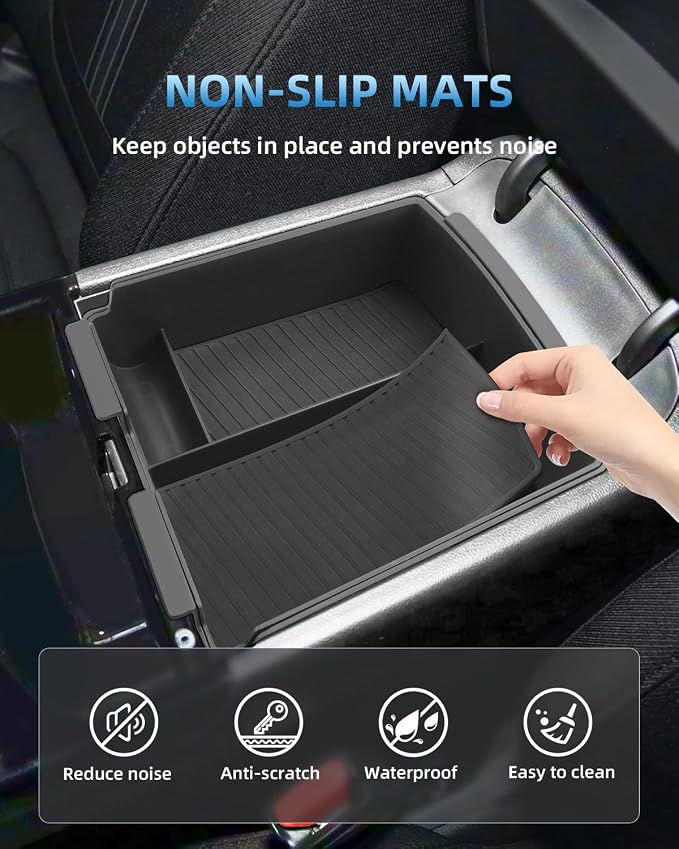 Double-Layer Center Console Armrest Organizer + Lower Center Console Tray for 2026 2025 Hyundai Tucson(Limited/Hybrid/Plug-in Hybrid), 2026 2025 Hyundai Tucson-ONLY Fit with Electronic Shift