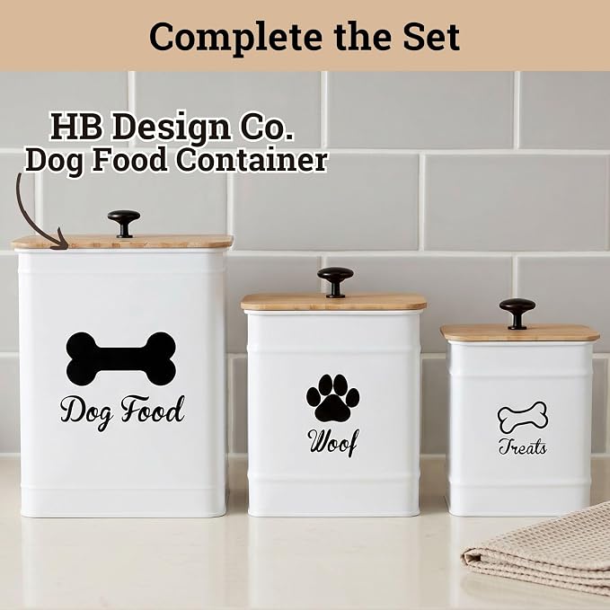 Dog Treat Container Airtight Set of 2 - 8x6 & 7x5 inch Iron Dog Treat Jars for Kitchen Counter with Airtight Bamboo Lids - 20 Cup Capacity Pet Treat Container Set - Doggie Cookie Jar - Treats Canister