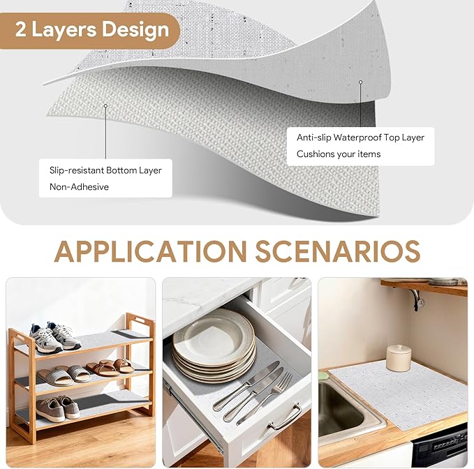 Shelf Liner 10Rolls*20'' X 72'' Drawer Liners Shelf Liners for Kitchen Cabinets Non Adhesive, Strong Grip Anti Slip Cabinet Liners for Shelves, Oil-Proof Waterproof Cupboard Liner