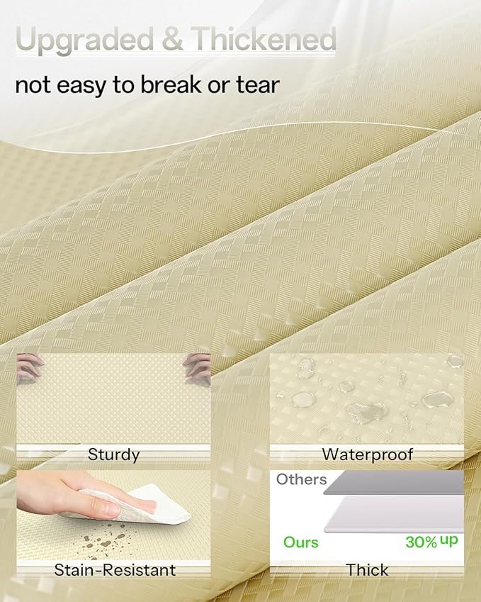 Shelf and Drawer Liner for Kitchen Cabinet, Non-Adhesive 12in x 360in Waterproof Contact Paper Refrigerator Liners Thickened Durable EVA Material Non Slip Mat for Dresser Cupboard Pantry Protector