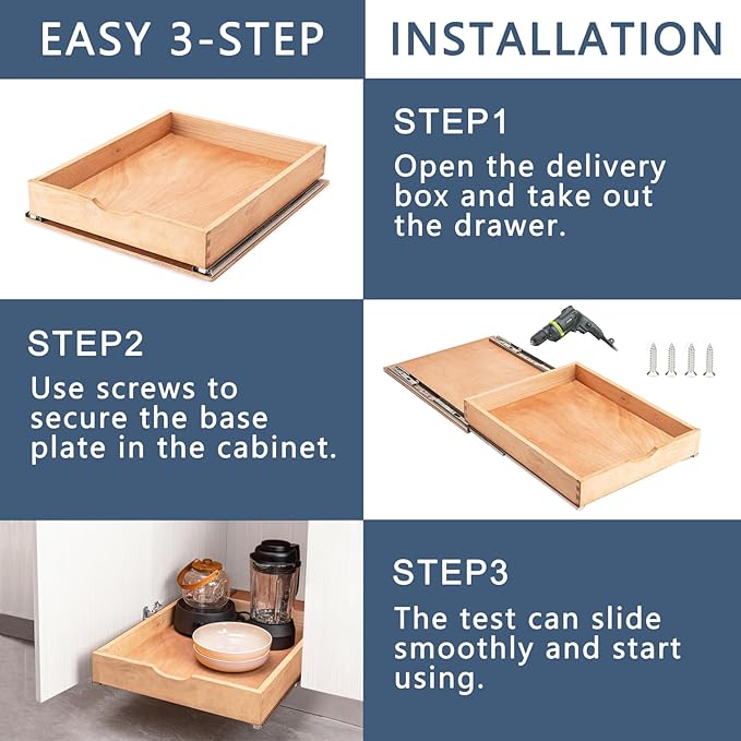 Pull Out Cabinet Drawers - 6x2 Size Options (12-23'W,18-21'D), Pre-Assembled with Soft Close Slides, Solid Beechwood, Easy Installation(26'W x 18'D)