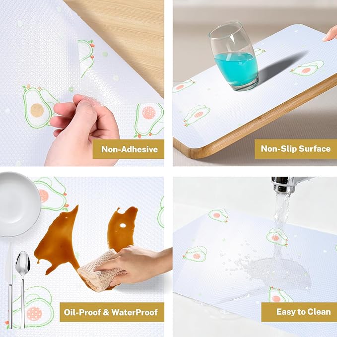 Shelf Liner – Non-Adhesive Cabinet & Drawer Liner for Kitchen, Waterproof Clear Contact Paper for Shelves with Modern Pattern, Fridge Shelf Liners, Under Sink Mat, Easy to Cut Clean（12" W x 120" L）