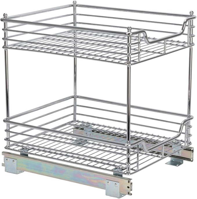 Household Essentials Chromed Steel 2-Tier Artisan Pull-Out Organizer