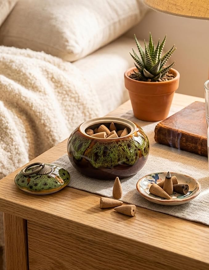 Simcat Ceramic Storage Jars, Exquisite Glaze Food Canisters for Kitchen Spice Storage,Tea Caddy Storage,Coffee Jar,Condiment Jar with Seald Lid (Green B)