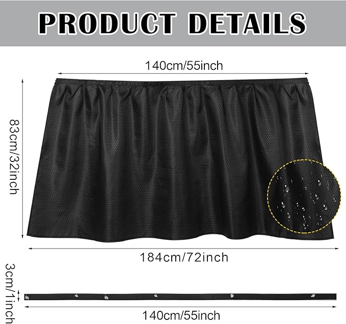 Fabric Sink Skirt Diamond Bathroom Stitch Self Stick Adhesive Waterproof Fabric Under Sink Curtain Skirt 55 x 32 Inch Adds Bathroom Storage(Black,Classic Style)