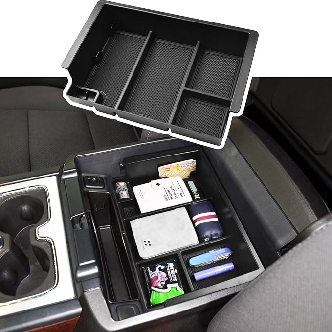EDBETOS Full-Size Center Console Organizer Tray Compatible with 2014-2018 Chevy Silverado/GMC Sierra 1500 and 15-19 2500HD/3500HD,2015-2020 Tahoe/Suburban/Yukon/XL(Full Console w/Bucket Seats ONLY)