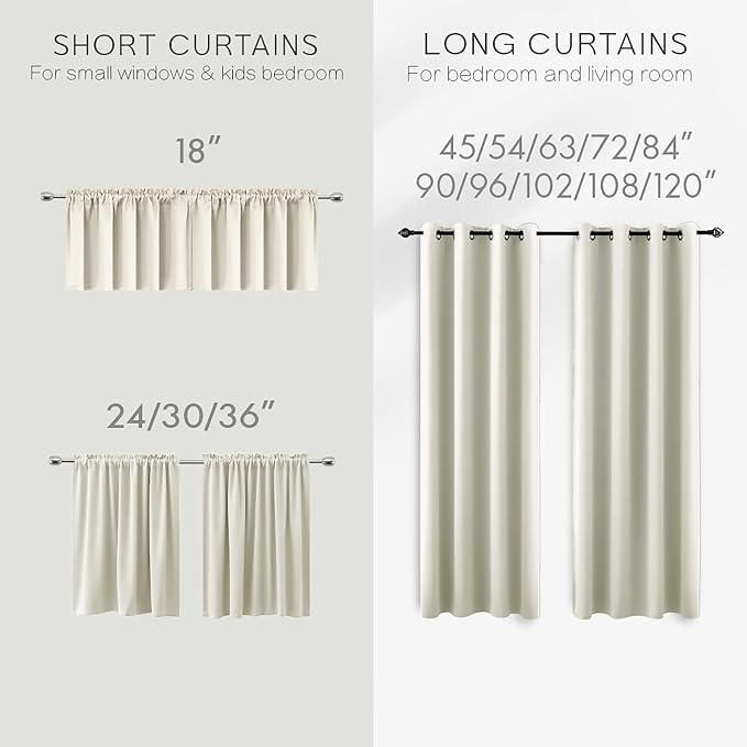 KOUFALL Small Cafe Curtains 24 Inch Length, Thermal Insulated Blackout Boho RV Curtain for Camper Window, 34 x 24 Inch Length, Cream