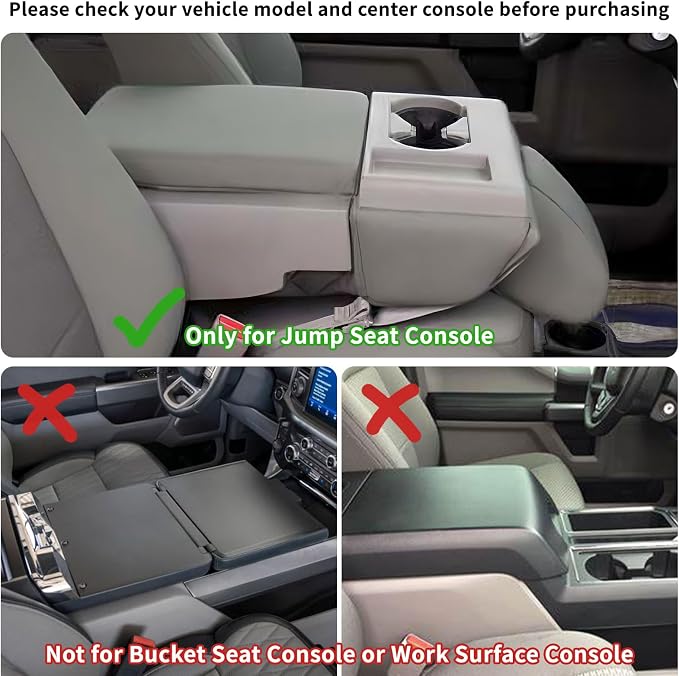 Zxiaochun Center Console Seat Headrest Organizer for 2011-2024 2025 2026 Ford F150 F250 F350 F450 F550 F650 Accessories, Storage Tray with Non-Slip Rubber Mat (Jump Seat Only)