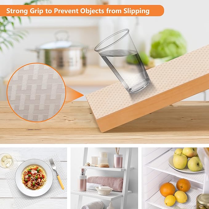 Shelf Liners for Kitchen Cabinets Refrigerator Liners Waterproof & Oil-Proof Kitchen Cupboard Liner Non-Slip Drawer Mats EVA Material Non Adhesive Fridge Mats for Shelves - Clear 23.6 x 78.7 Inches