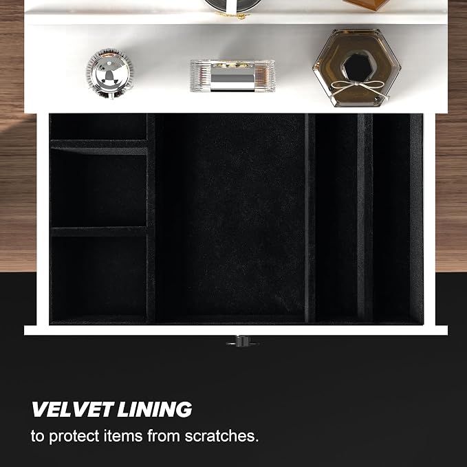 upcessory Cologne Organizer for Men, 3 Tier Wood Perfume Organizer with Felt Lining Drawer and Hidden Compartment, White Perfume Display Holder, A Gift for Men
