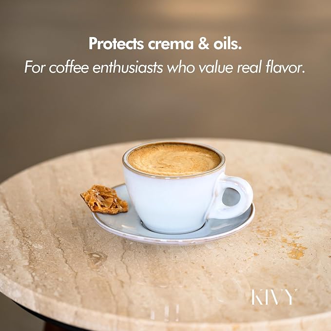 KIVY Vacuum Coffee Canister - Push Lid Preserves Coffee Aroma & Oil - Stainless Steel Airtight Coffee Canister - Container for Ground & Coffee Bean Storage - Storage Jar - Removes Excess Air