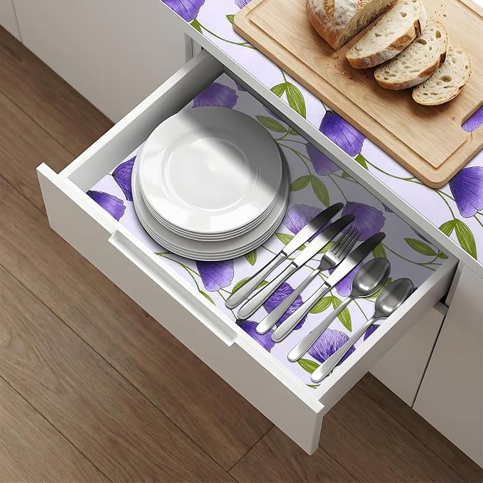 Shelf and Drawer Liner for Kitchen Cabinets 3Rolls*12'' X 120'' Non Adhesive Shelf Paper Strong Grip Anti Slip Cabinet Liners for Shelves, Oil-Proof Waterproof Cupboard Liner