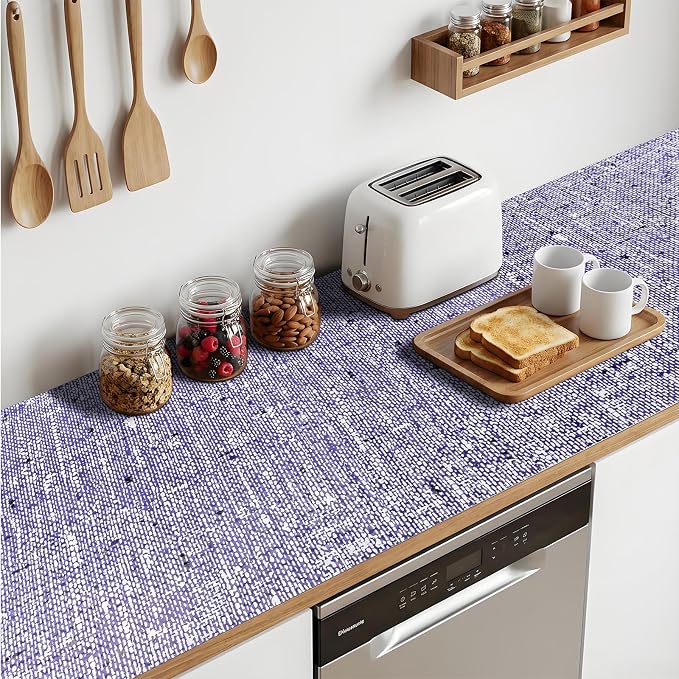 Shelf and Drawer Liner for Kitchen Cabinets 17.7'' X 96'' Non Adhesive Shelf Paper Strong Grip Anti Slip Cabinet Liners for Shelves, Oil-Proof Waterproof Cupboard Liner
