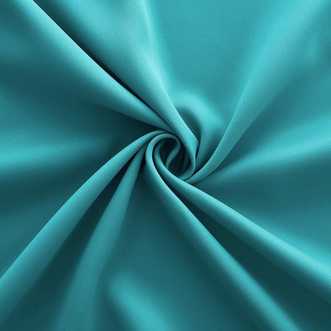 KOUFALL Teal Curtains 36 Inch Length for Small Bathroom Window 2 Panels Rod Pocket Cafe Thermal Insulated Darkening Blackout Window Treatments Tier for Bedroom Kitchen 34 Wide by 36 Inches Long