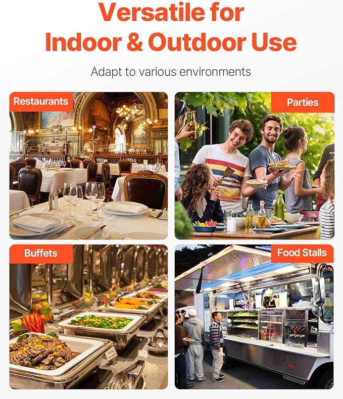 VEVOR Countertop Food Serving Display Container, Stainless Steel Food Salad Server Tray, Buffet Condiment Dispenser, Ice Cooled Rack with Separate Lid, for Restaurant, Hotel, Party (6x1/6 Pan)