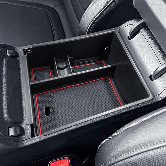 TACORBO Center Console Organizer Compatible with Hyundai 2022-2024 Tucson Plug-in Hybrid/Hybrid all Trims and Tucson Gas Limited and Santa Cruz 2022 2023-2025 Accessories, Armrest Insert Tray, Red