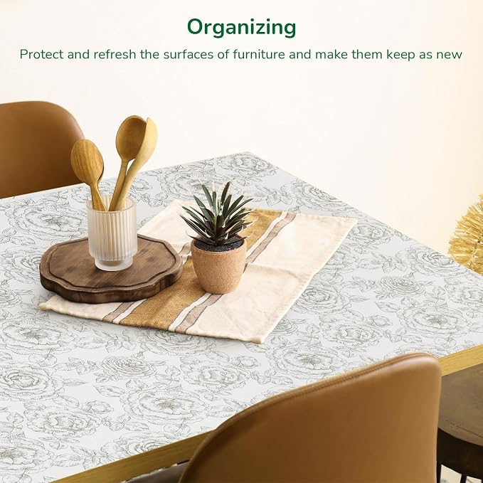 Floral Drawer and Shelf Liner for Kitchen, Non-Slip Non-Adhesive Cabinet Liners for Cupboard, Dresser, Shelves, Tool Box, Pantry, Thickened Easy Install, Strong Grip, 17.5In x 20FT, Rose