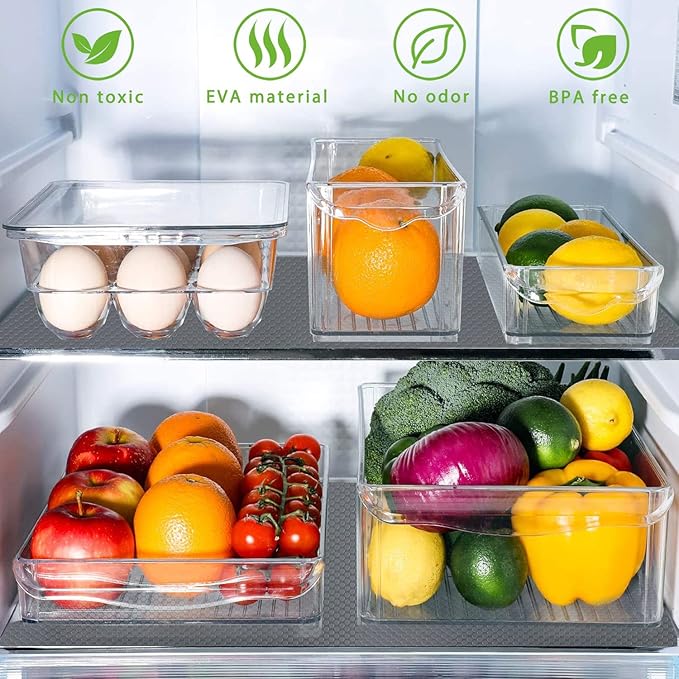 WochiTV Shelf Liner for Cabinets, Drawer 11.8 Inch x 10 Feet, Non Slip EVA Plastic Oil Proof and Slippery Protection Pad for Kitchen Dish Plate Shelf, Organizer, Closet, Cupboard, Grey