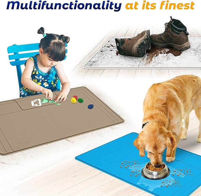 The Original Under Sink Mat - Silicone Waterproof mat, Trimmable, Easy to Clean, Kitchen cabinet liner, Under sink protector mats, Drip Tray with Lip - 34" x 22" or smaller - Beige