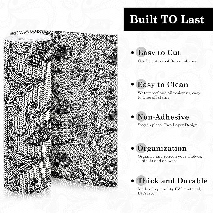 Drawer and Shelf Liner, Non-Slip Kitchen Cabinet Liners Non-Adhesive Thick Strong Grip Waterproof Washable Mats Protect Dresser Shelves Cupboard Bathroom Cabinets, Boho: Floral, 24 in X 10 FT