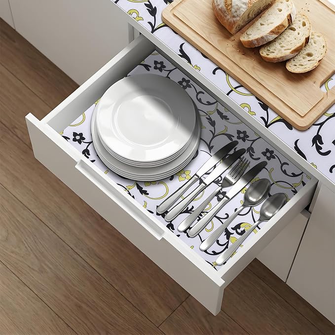 Shelf Liners Non Adhesive 10Rolls*17.7'' X 96'' Drawer Liner for Kitchen Cabinets, Waterproof Shelf Liners Durable Anti-Slip for Kitchen Cabinets Cupboard Liner