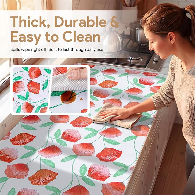 Non Adhesive Shelf Liner 12'' X 120'' Drawer Liner for Kitchen Cabinets, Waterproof Shelf Liners Durable Anti-Slip for Kitchen Cabinets Cupboard Liner