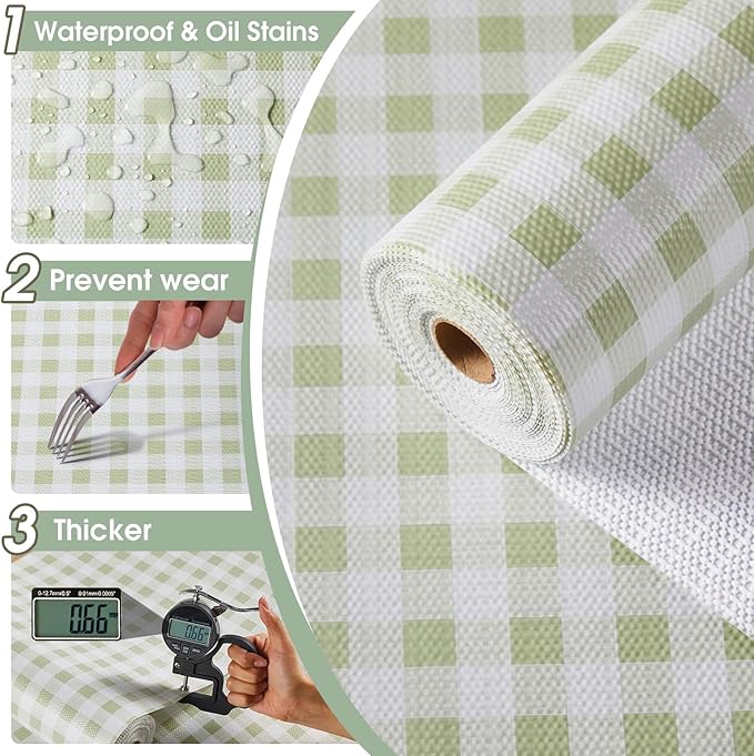 Drawer and Shelf Liner, Non-Slip Kitchen Cabinet Liners Non-Adhesive Thick Strong Grip Waterproof Washable Mats Protect Dresser Shelves Cupboard Bathroom Cabinets, Sage Green, 18 in X 20 FT
