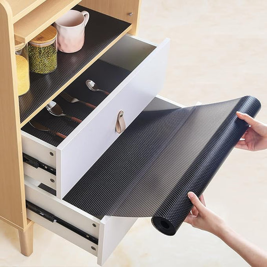 Shelf Liners 24 inch x 20 ft Shelf Liners for Kitchen cabinets nonstick Lining Drawer Mats EVA Protector for Cupboard (Translucent Black,24 inch x 20 ft)