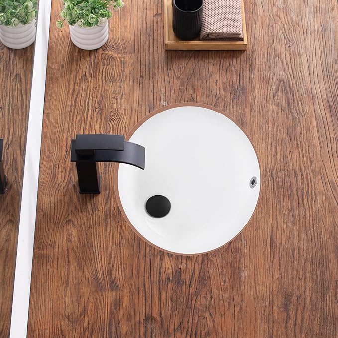 Undermount Bathroom Sink 18.4"x15" Oval Undermount Sink White Ceramic Bathroom Sinks Under Counter Basin with Overflow