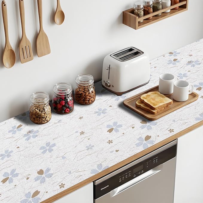 Non Adhesive Shelf Liner 3Rolls*12'' X 120'' Drawer Liner for Kitchen Cabinets, Waterproof Shelf Liners Durable Anti-Slip for Kitchen Cabinets Cupboard Liner