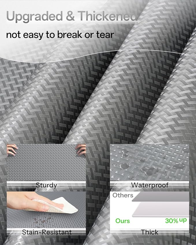 Shelf and Drawer Liner for Kitchen Cabinet, Non-Adhesive 24in x 120in Waterproof Contact Paper Refrigerator Liners Thickened Durable EVA Material Non Slip Mat for Dresser Cupboard Pantry Protector