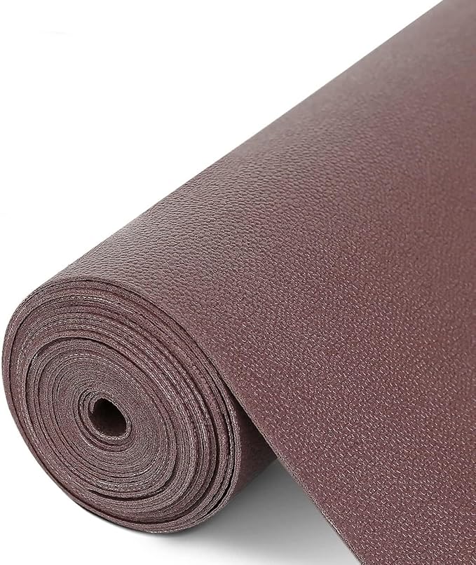WochiTV Shelf Liner for Cabinets, Drawer 17.5 x 236 inches, Non Adhesive Non Slip Foam Rubber Mat for Kitchen, Pantry, Bathroom, Cupboard, Garage, Closet, Shelves, Drawer, Tool Box, Brown
