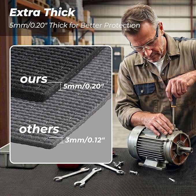 PABUSIOR Toolbox Drawer Liner 24 Inch: Large Non Slip Tool Box Shelf Liners for Under Sink - 5MM Thick Foam Heavy Duty Cabinet Mats for Garage Shelves 24" W x 197" L Black