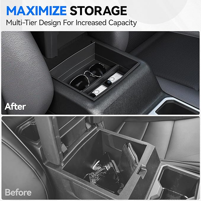 ELECFRESH 6PCS Set Center Console Organizer Tray for 2026 2025 2024 Toyota Tacoma Gen 4th Accessories, Glove Box Organizer Armrest Hidden Storage Box, Front & Rear Cup Holder with Insert Divider