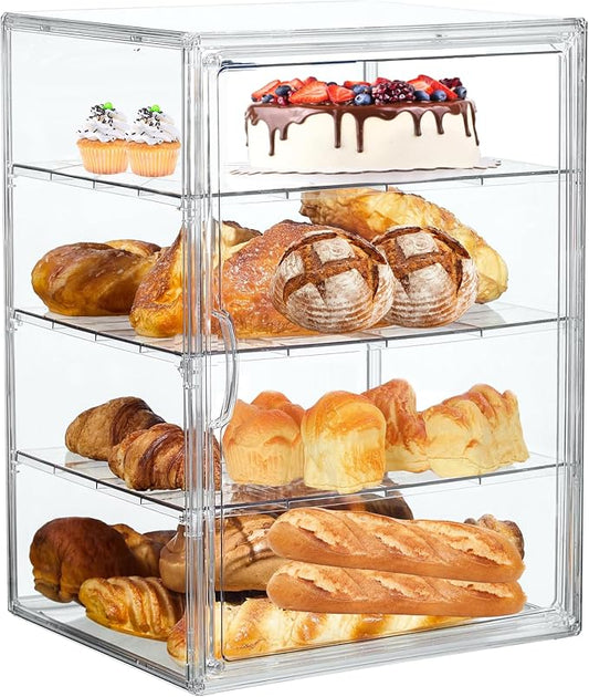 Bread Box,Large Bread Boxs for Kitchen Countertop - 4 Layers Adjustable Bread Storage Container, Clear Boxes for Kitchen Counter, Breads Box Airtight,Bread Holder,Perfect for Bagel, Muffins